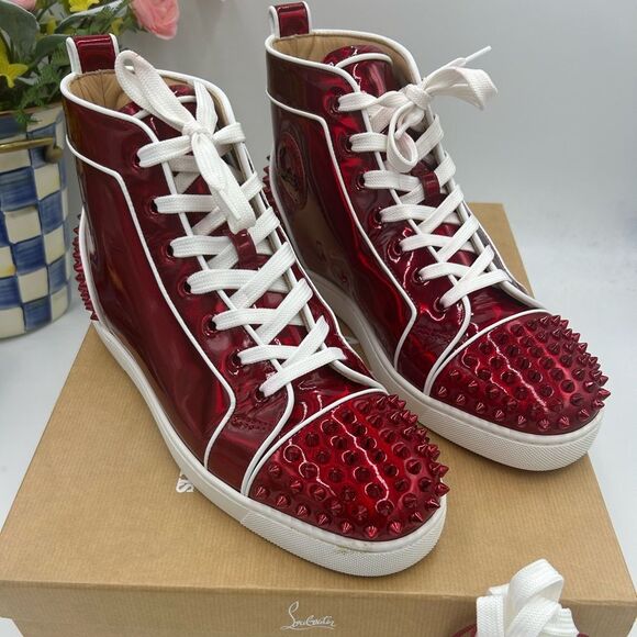 Men's Christian Louboutin, Lou Spike flat high top sneakers size 41 made Italy - Picture 1 of 11